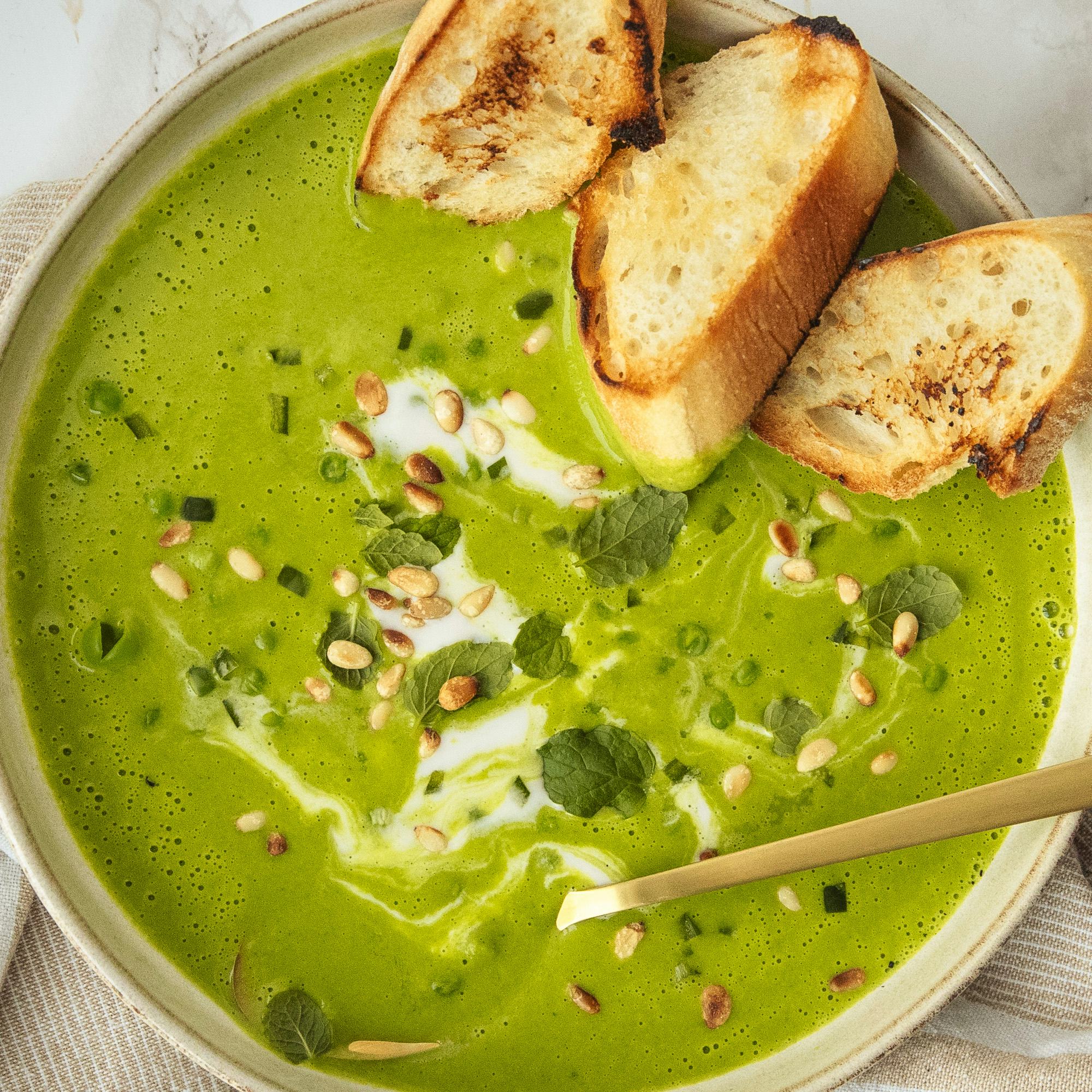 Minty Green Pea Coconut Soup