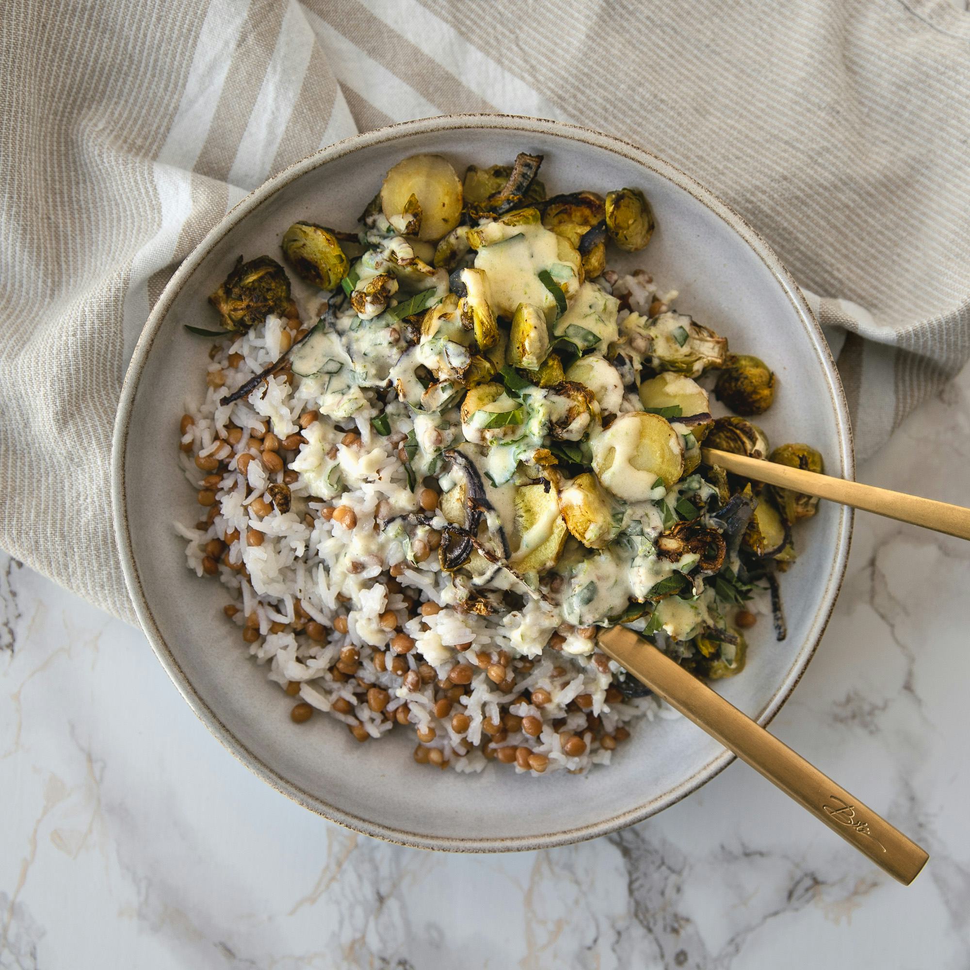 Roasted Parsnip Brussel Sprouts Bowl