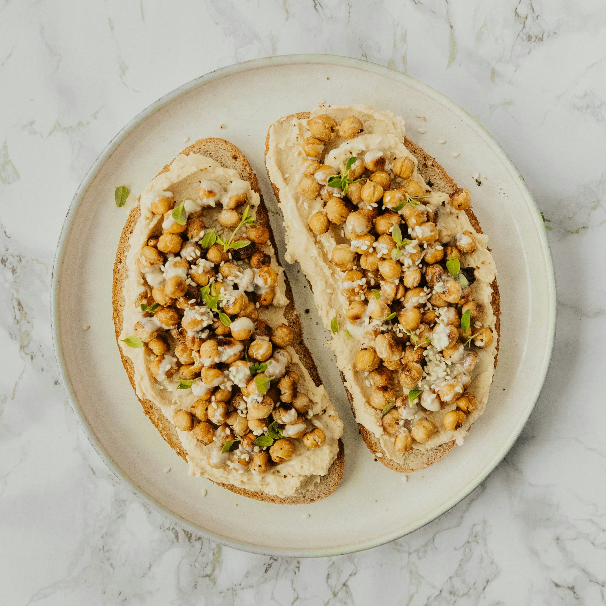 Thyme Roasted Chickpea Open Sandwich